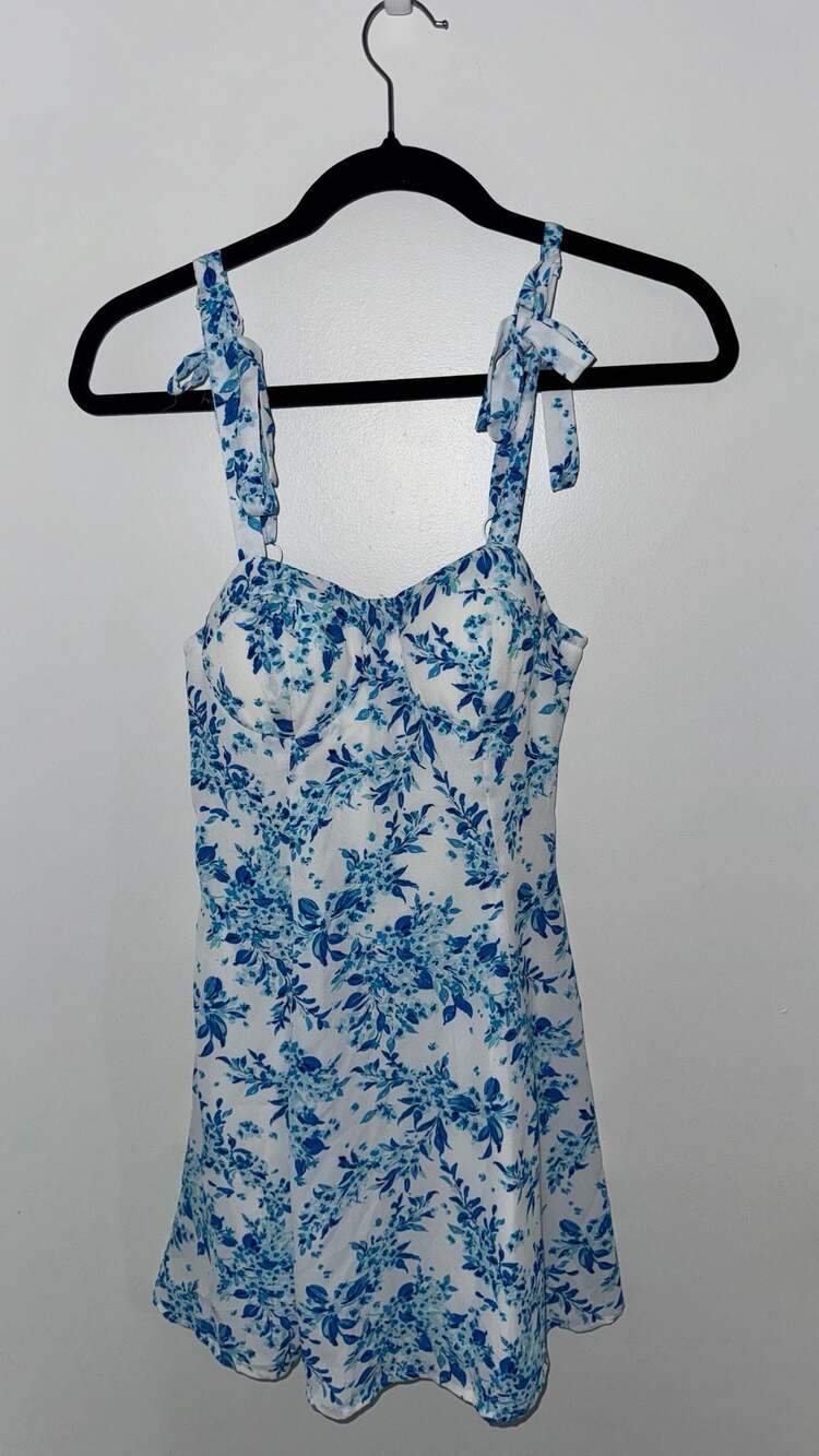 Lily Rose Floral Dress Size XS Blue White Mini Sundress